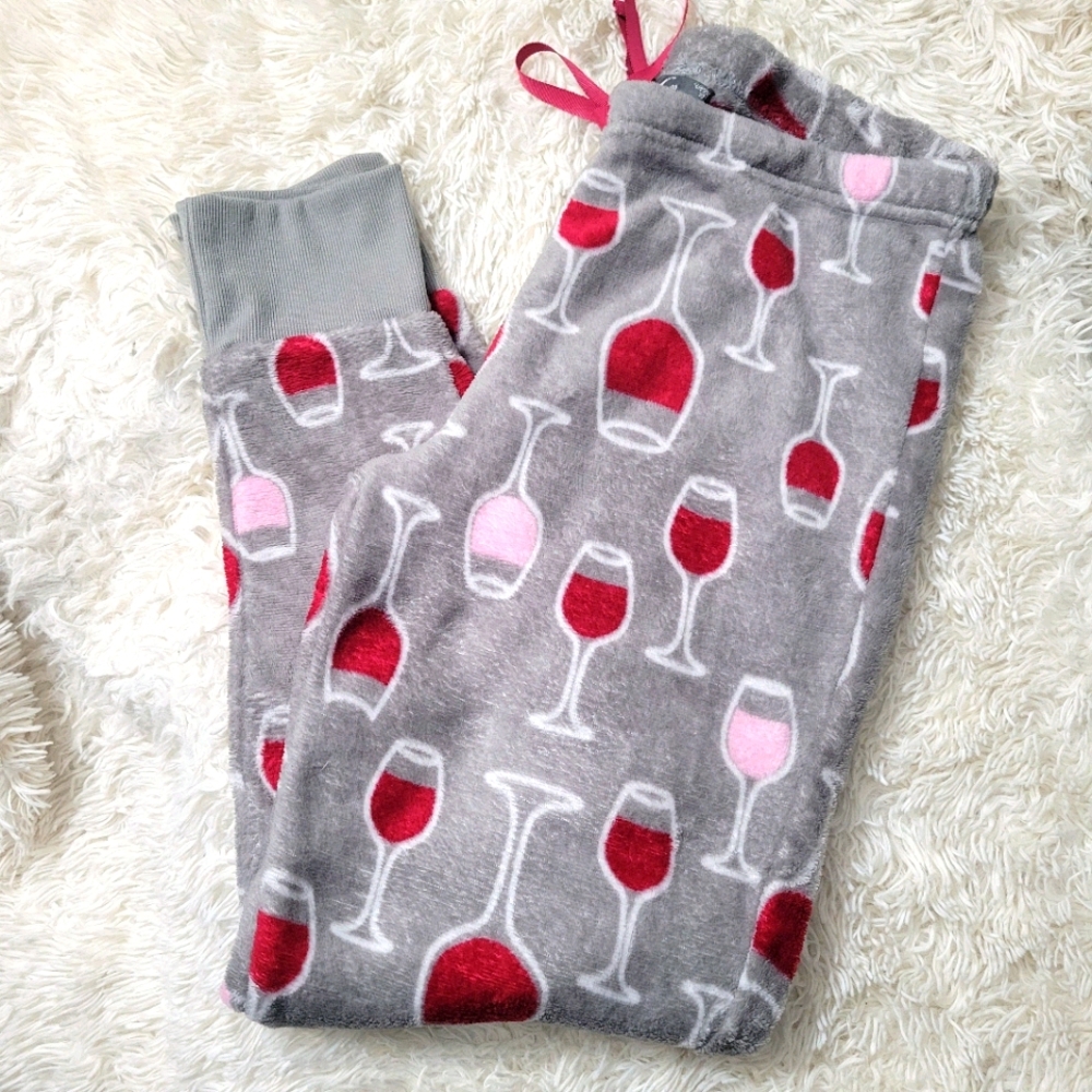 Pj Couture Plush wine glass pajama bottoms